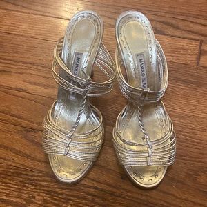 Gold Manolo Blahnik Heeled Sandals